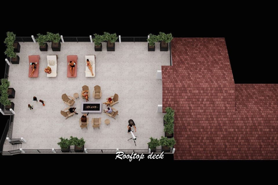 Depiction of the rooftop-deck plan.