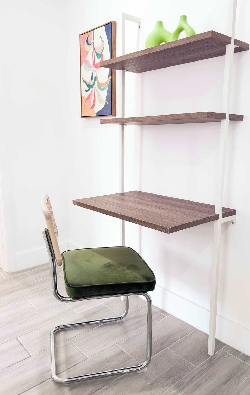 Catch up on work at a desk that’s close to the action but still offers a calm, focused workspace.