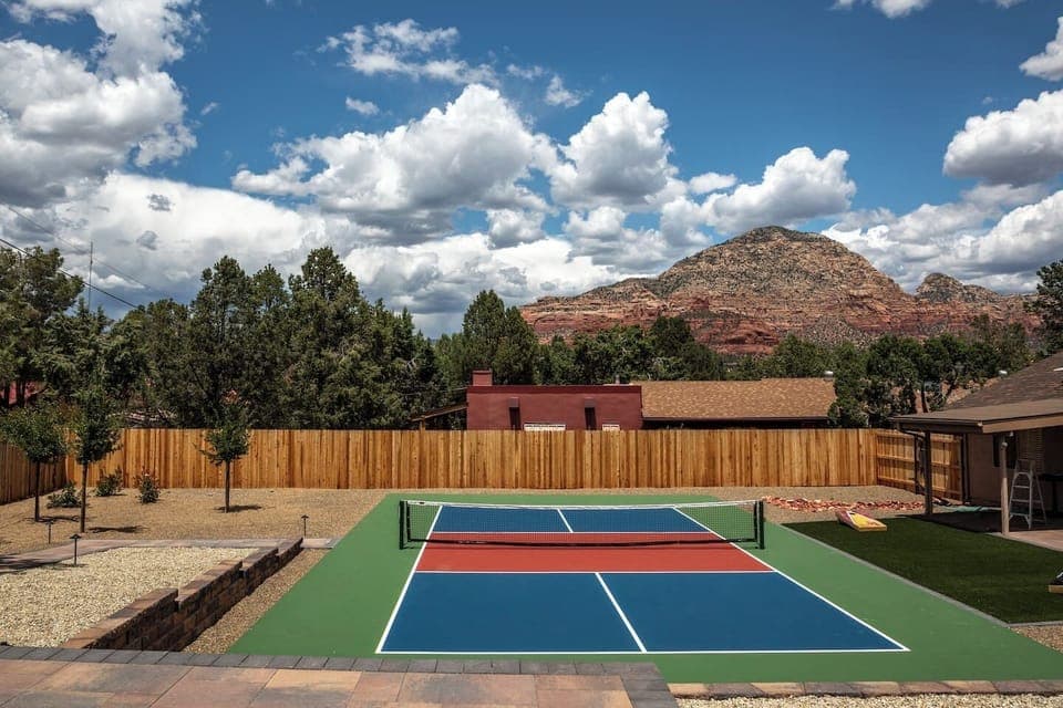 Private Pickleball court with a view of Thunder Mountain