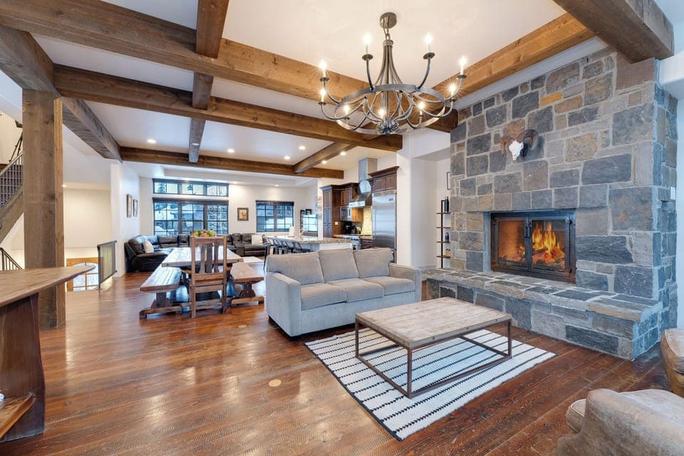 Cozy fireside gathering space
