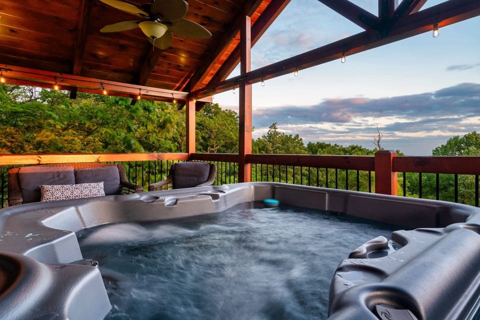 Hot tub heaven at sunset