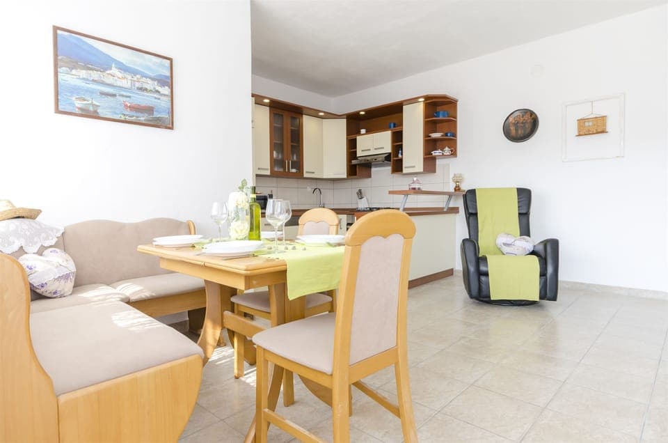 Villa | Private kitchen | Fridge, microwave, oven, stovetop