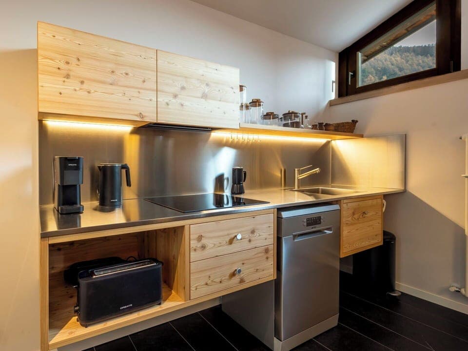 Kitchen, Countertop, Interior Design, Furniture, Wood, Cabinetry, Kitchen Appliance, Flooring, Ceiling, Sink