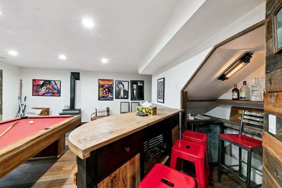 Bar-style counter seating.