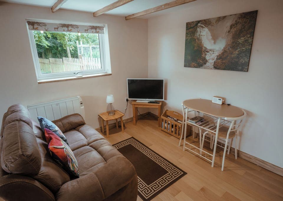 Cabin, 1 Bedroom | Living area | 32-inch TV with cable channels, DVD player