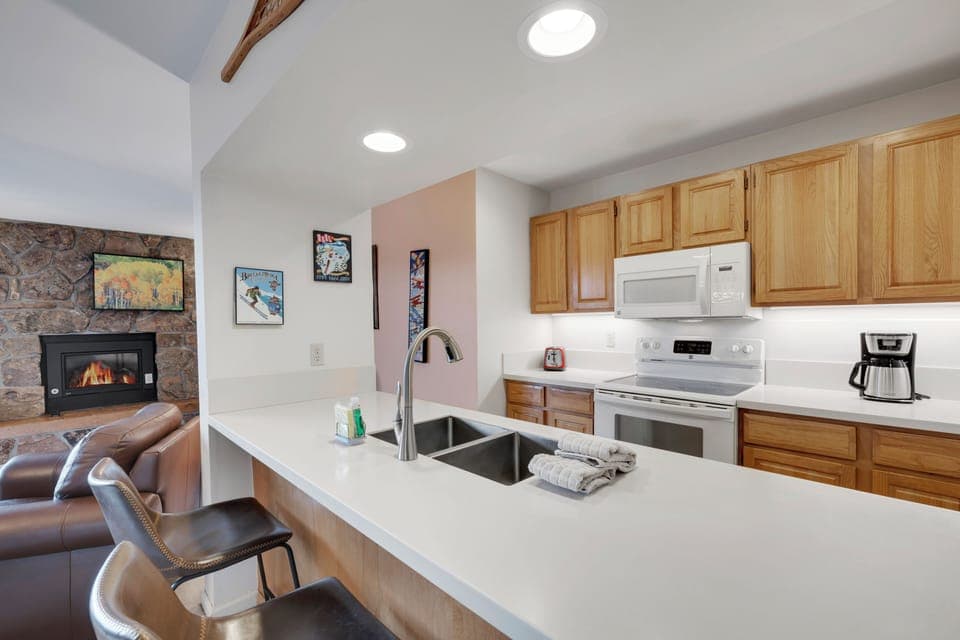 Kitchen with Large Counter for Extra Seating Space