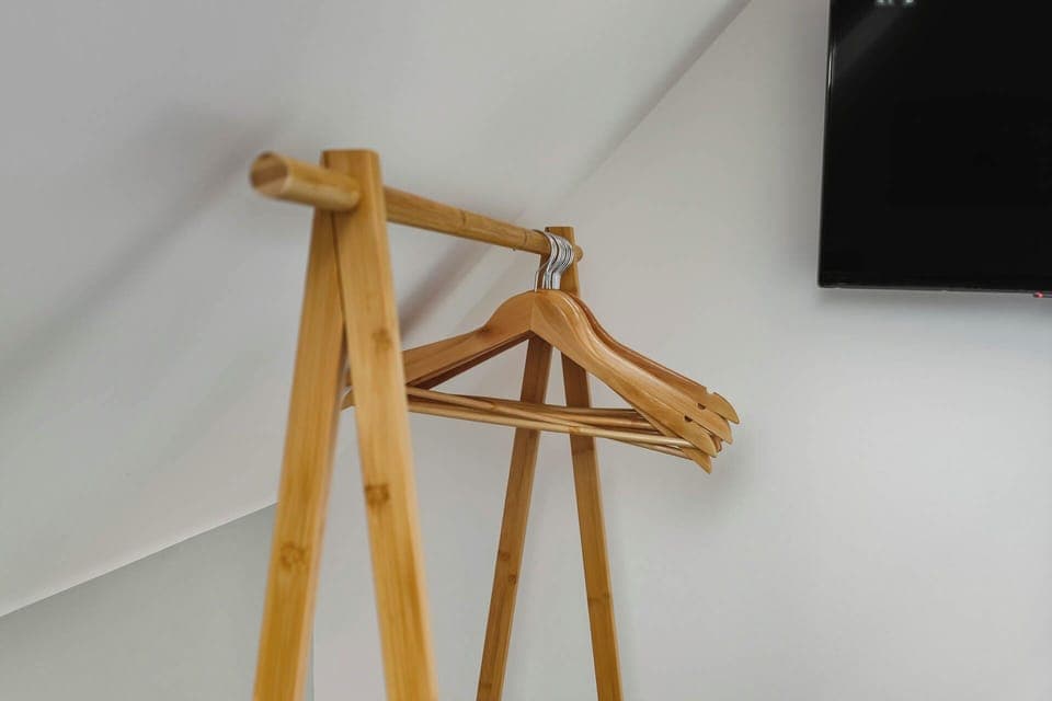 Hangers provided and clothes rack
