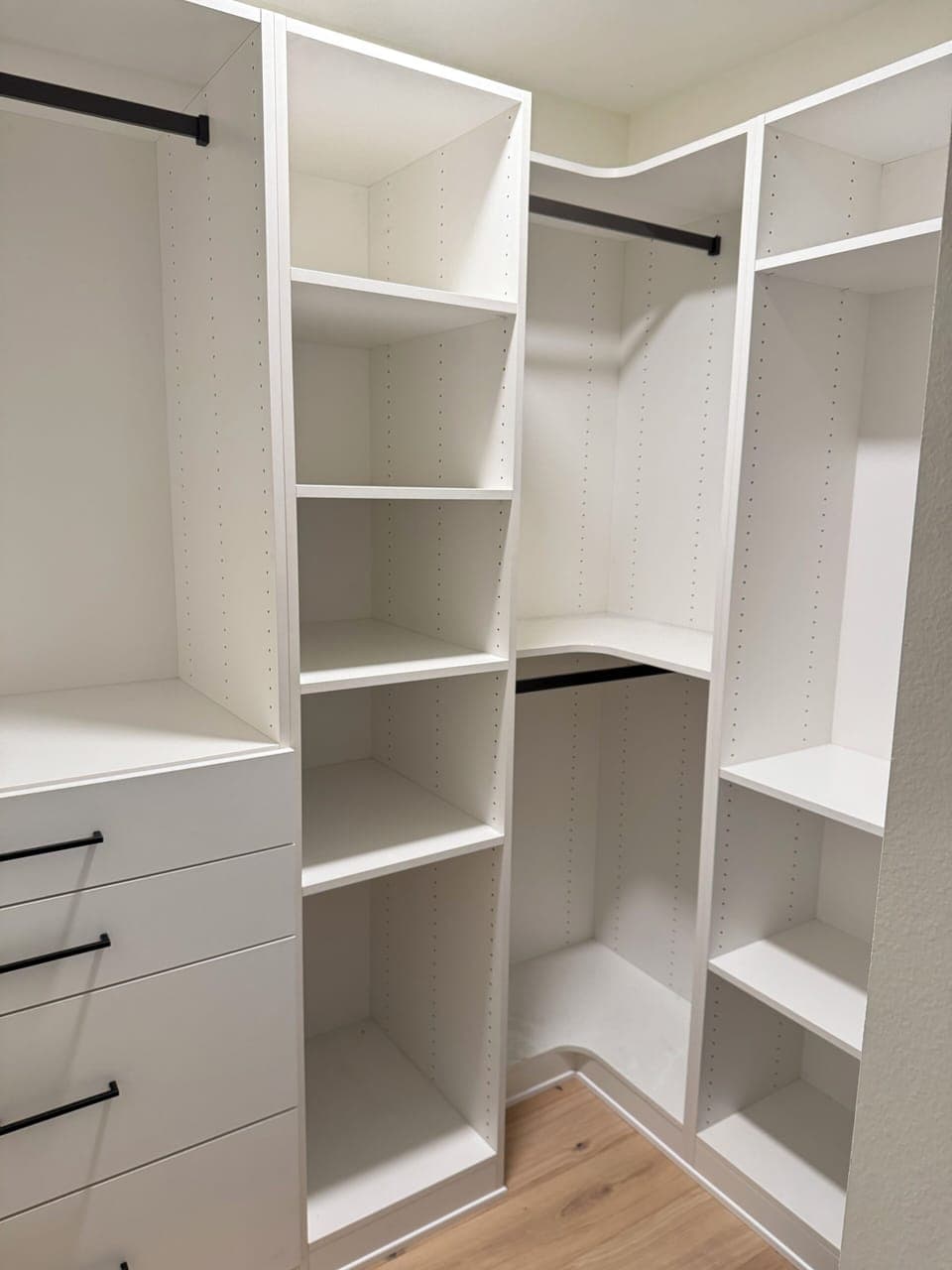 Closet organizer in main bedroom