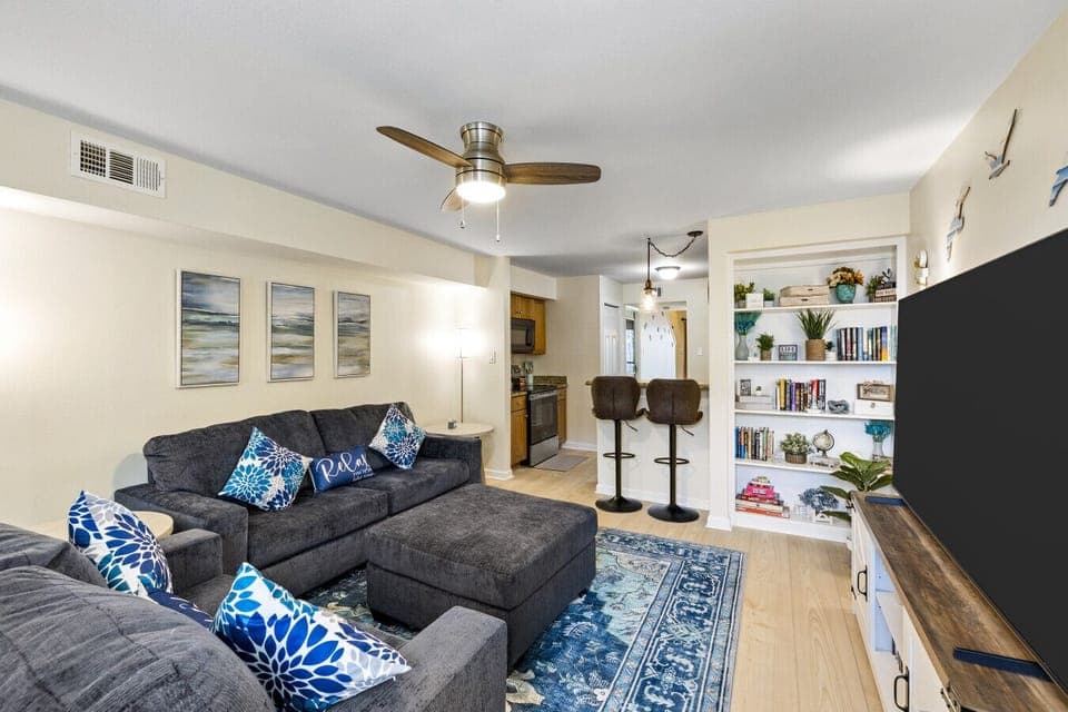 Comfortable seating with a relaxed beach-house vibe