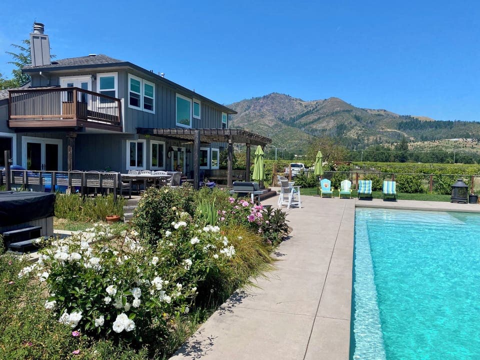 You'll love lounging by your private pool surrounded by beautiful gardens, with stunning mountain views creating the perfect backdrop for relaxation.