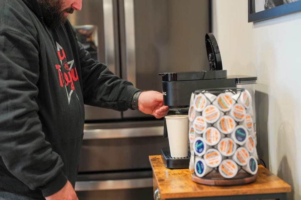 Have a Keurig or brew a pot at our coffee station.  