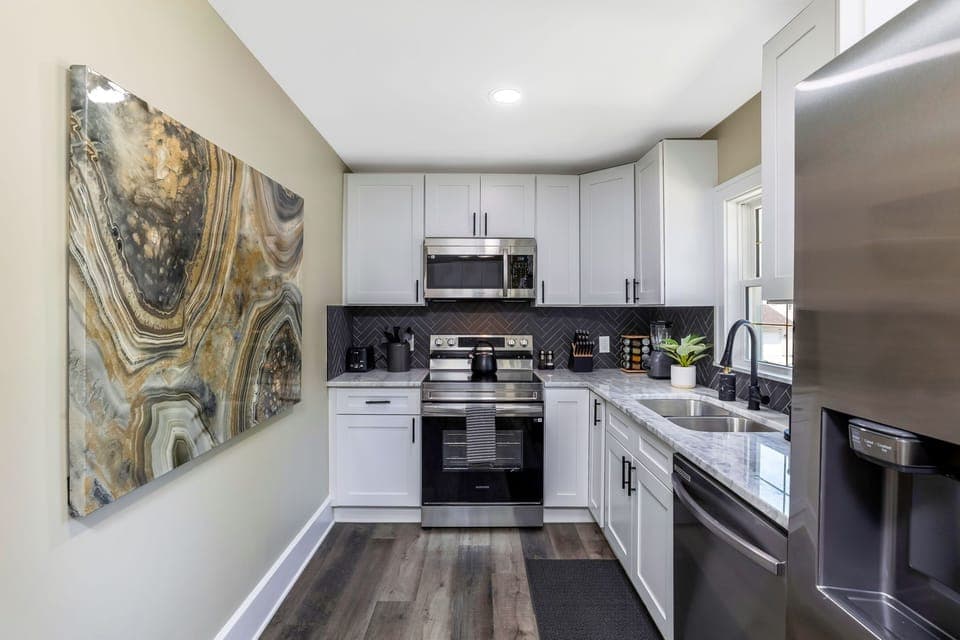 Fully stocked and newly remodeled kitchen