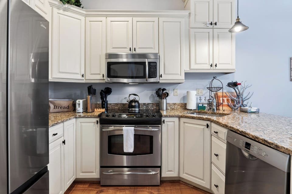 Kitchen stocked with essentials.