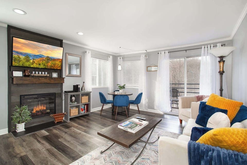 Fireplace and smart TV for cozy evenings