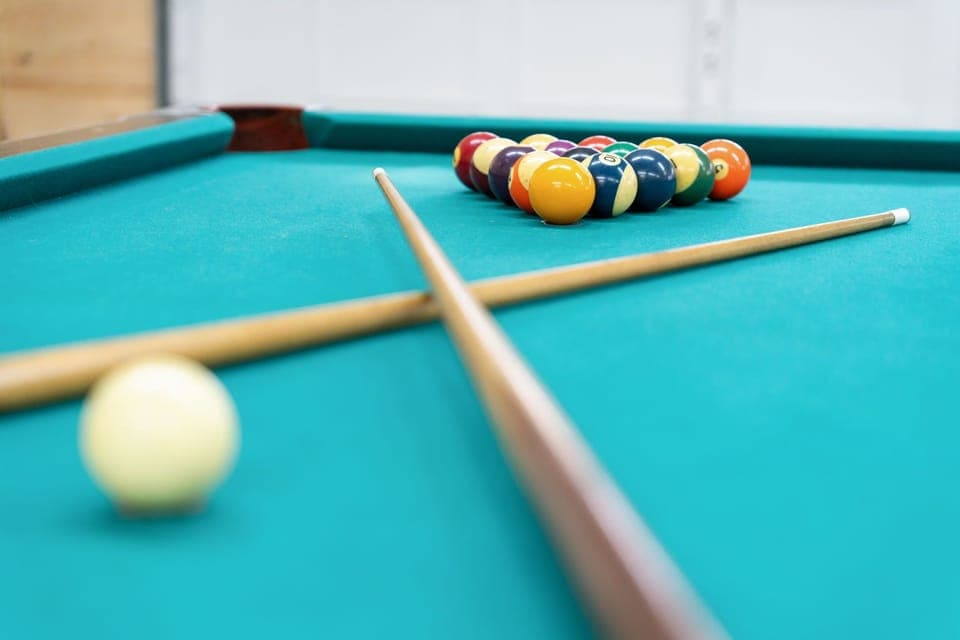 Rack ‘em up—full-size pool table ready for game night.