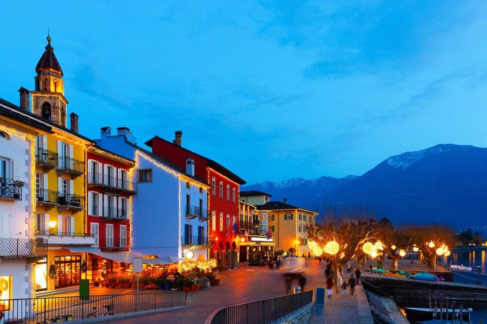 Ascona lakeside by night