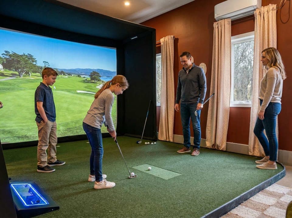 Whether you’re a pro or just here for the laughs, this simulator turns every swing into a good time.