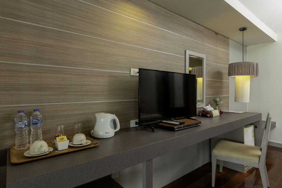 Double or Twin Room, Beachfront | In-room safe, desk, laptop workspace, blackout drapes