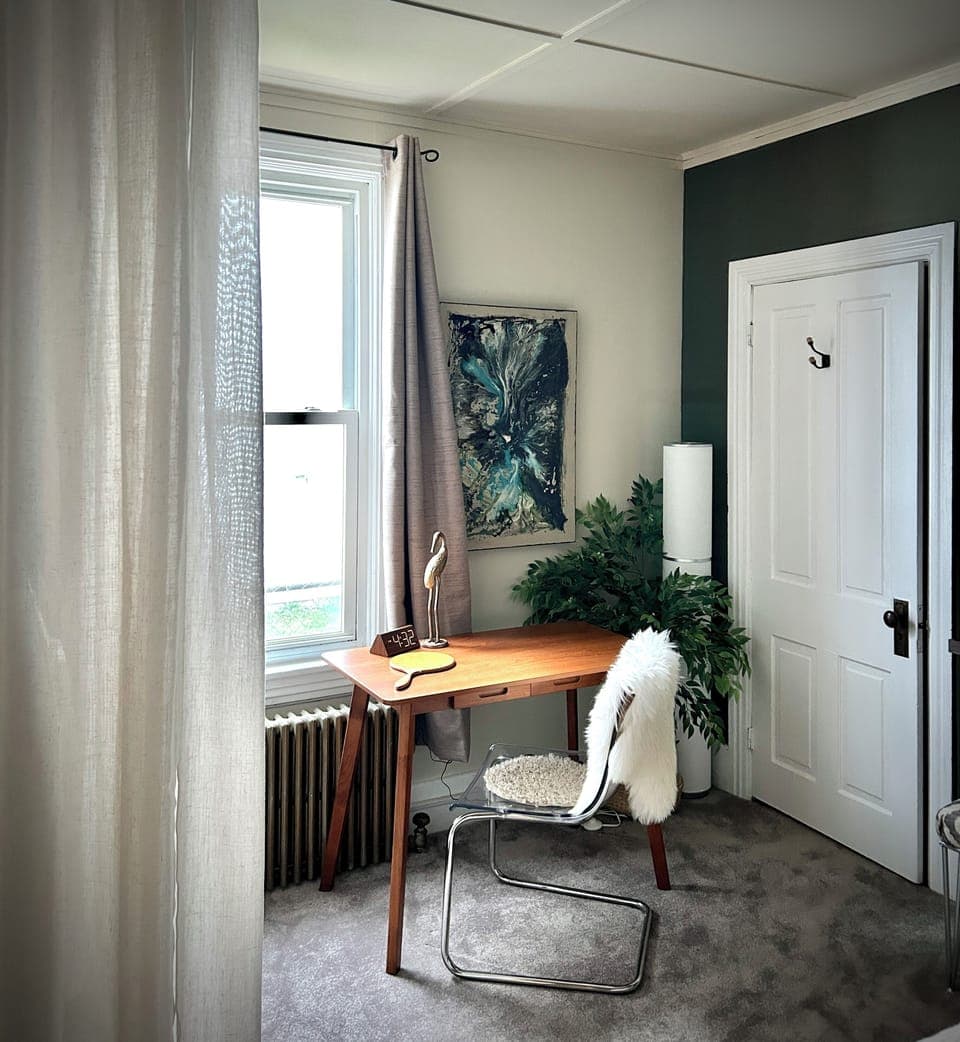Dedicated workspace in the bedroom area