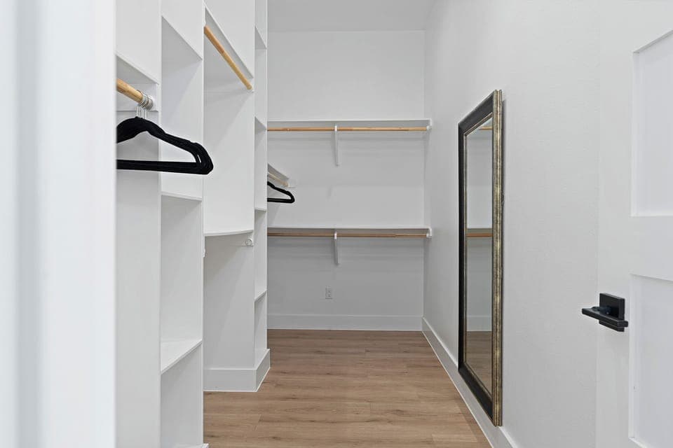 Large walk in closet for extended stays