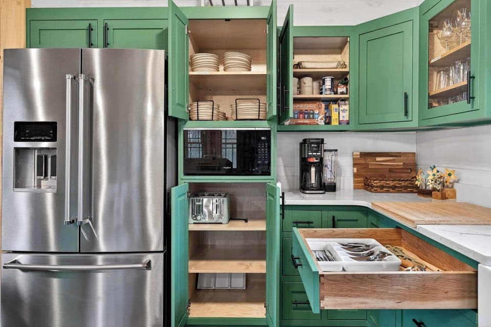 Kitchen: A fully equipped cabin kitchen ready for home-cooked meals.