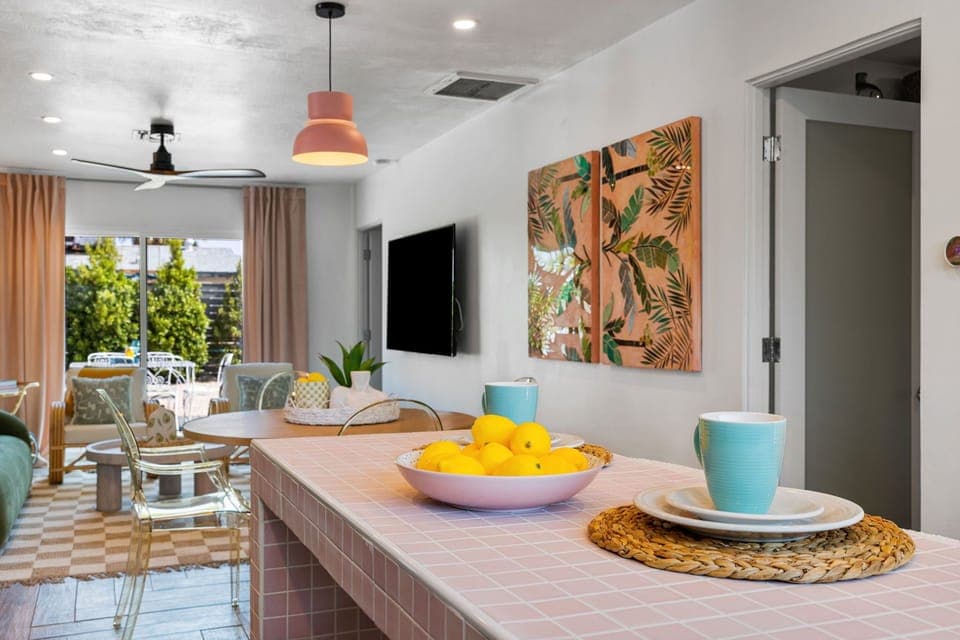 Open-concept living, dining & kitchen with modern finishes