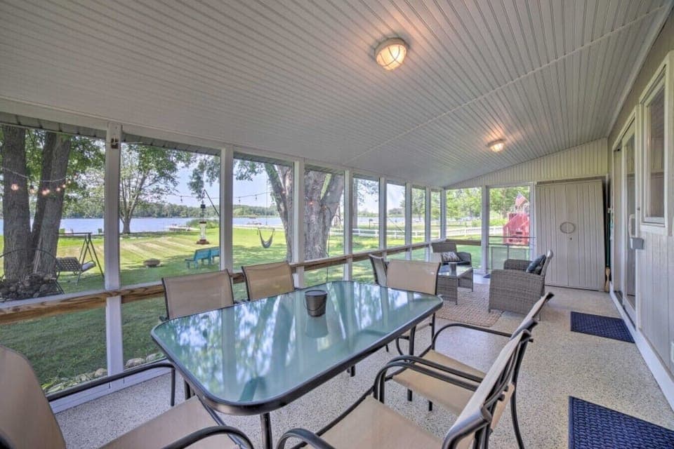 Screened Patio | Waterfront Views | Seating & Dining Area