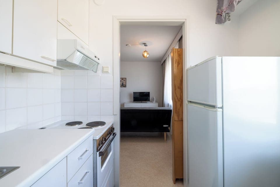 Classic Studio, 1 Queen Bed with Sofa bed, Kitchen | Private kitchen | Full-size fridge, oven, stovetop, coffee/tea maker