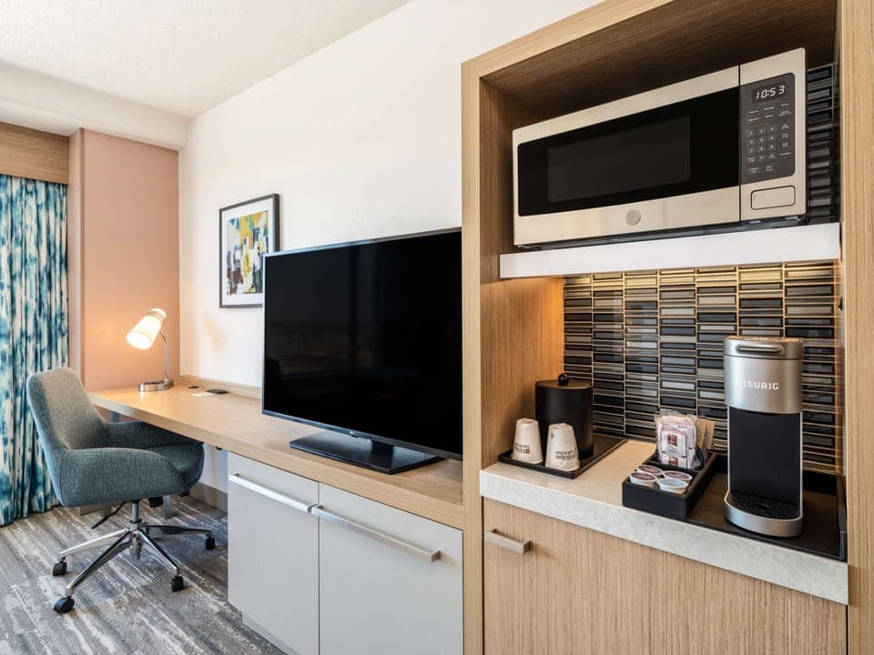 In-room safe, desk, laptop workspace, blackout drapes