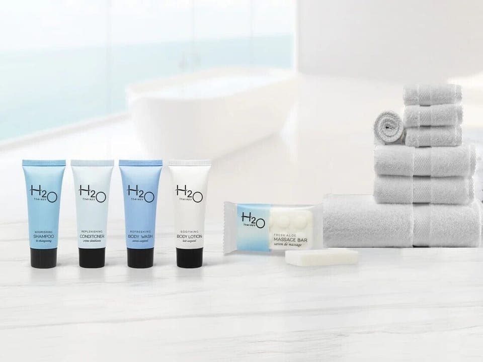 Free toiletries, hair dryer, towels