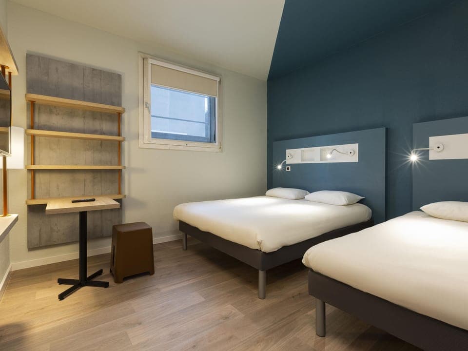 Desk, blackout drapes, soundproofing, free cribs/infant beds