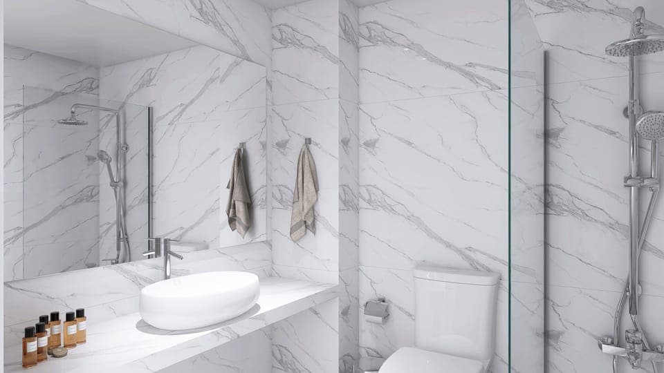 Junior Studio Suite, Partial Sea View | Bathroom | Combined shower/tub, free toiletries, hair dryer, towels