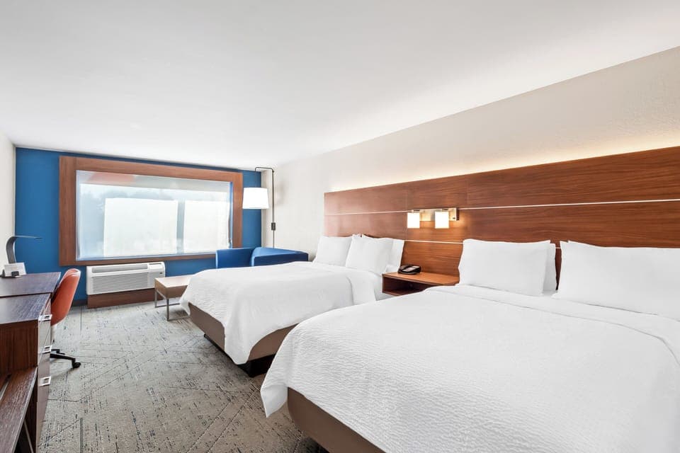 Desk, blackout drapes, iron/ironing board, cribs/infant beds