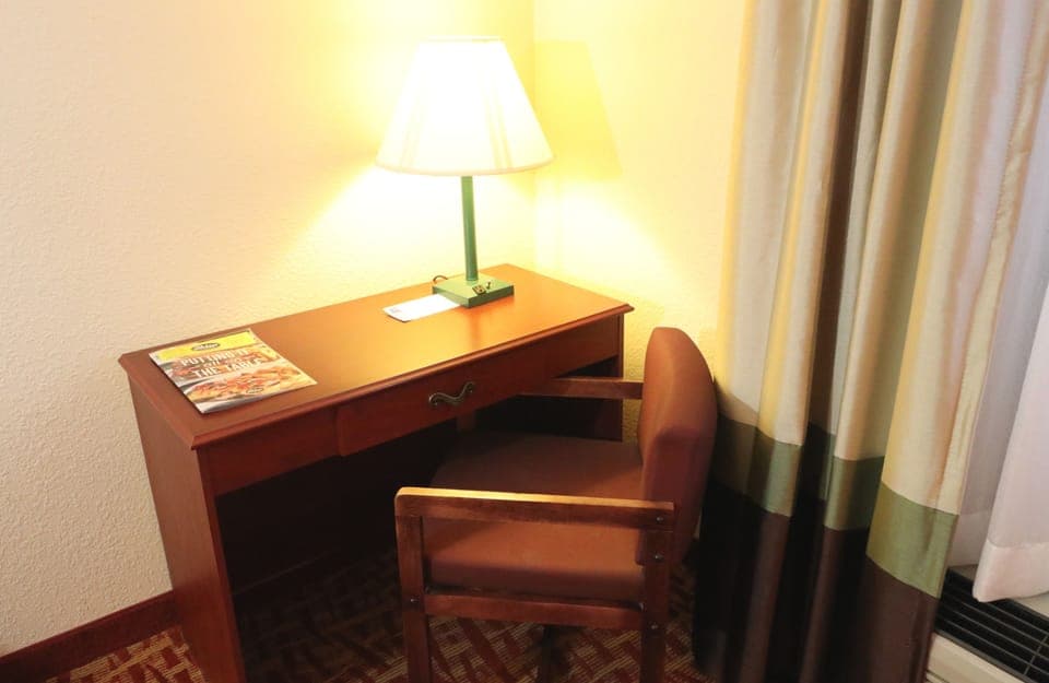 Desk, blackout drapes, iron/ironing board, free WiFi