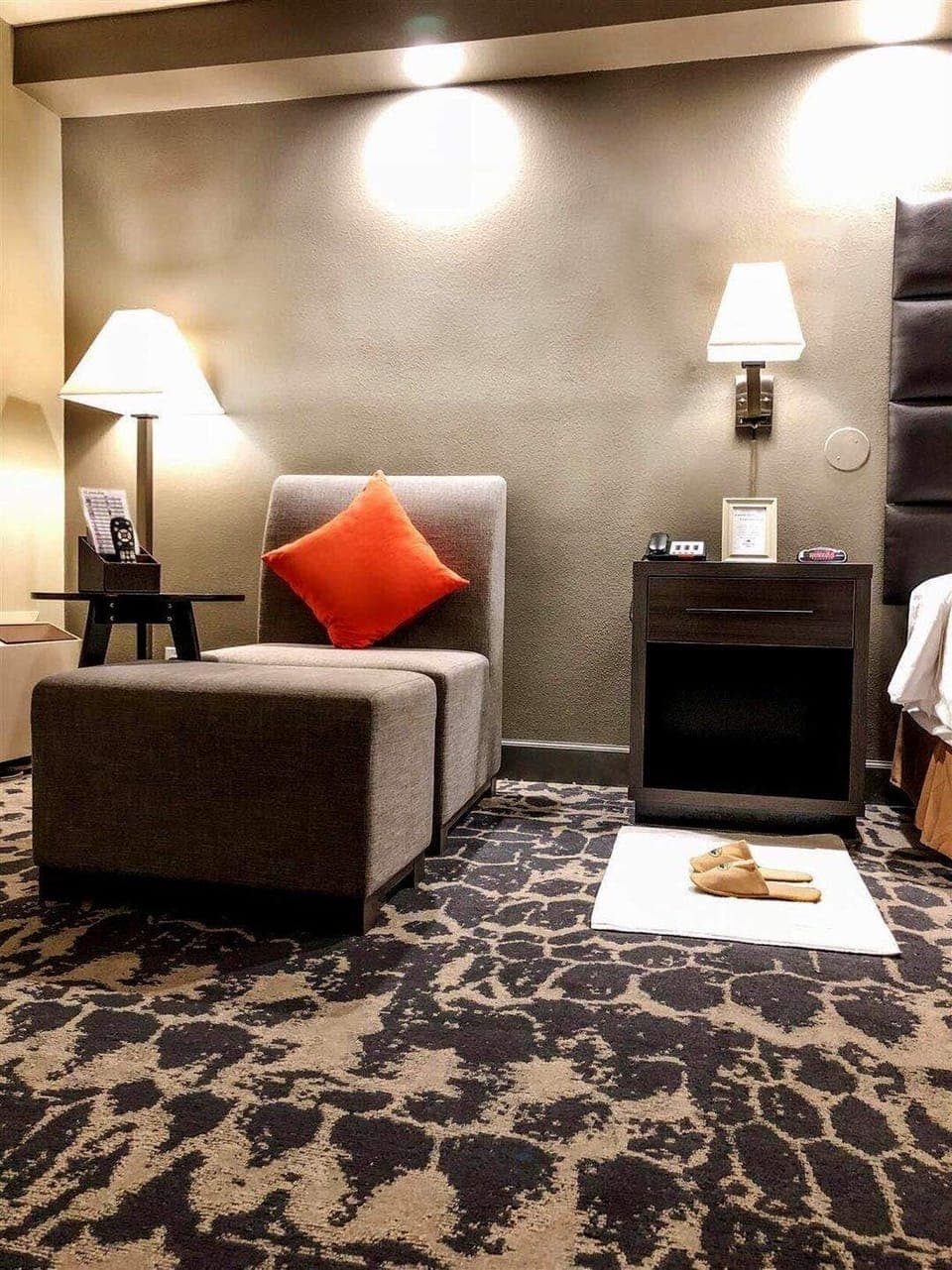 Premium bedding, desk, blackout drapes, iron/ironing board