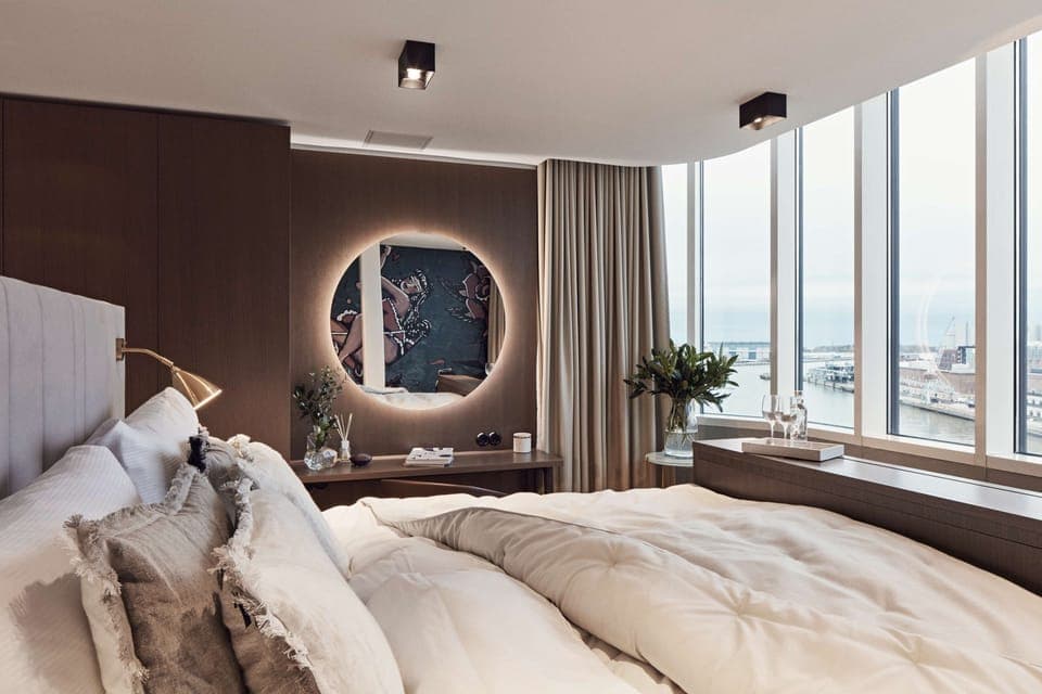 Premium bedding, down comforters, memory foam beds, minibar