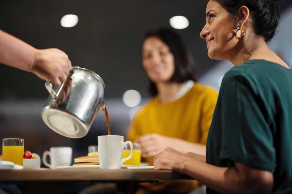 Cooked-to-order breakfast for a fee on weekends