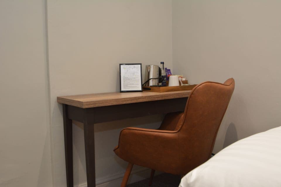 Individually decorated, individually furnished, desk, iron/ironing board