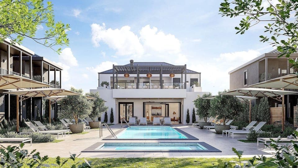 Outdoor pool, sun loungers