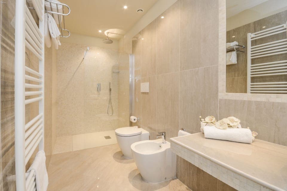 Free toiletries, hair dryer, slippers, bidet