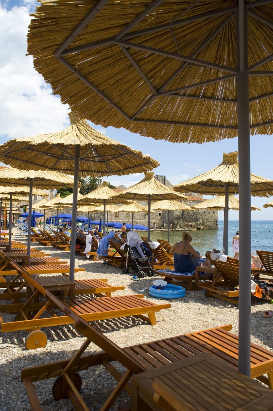 Private beach, sun loungers, beach umbrellas, beach towels