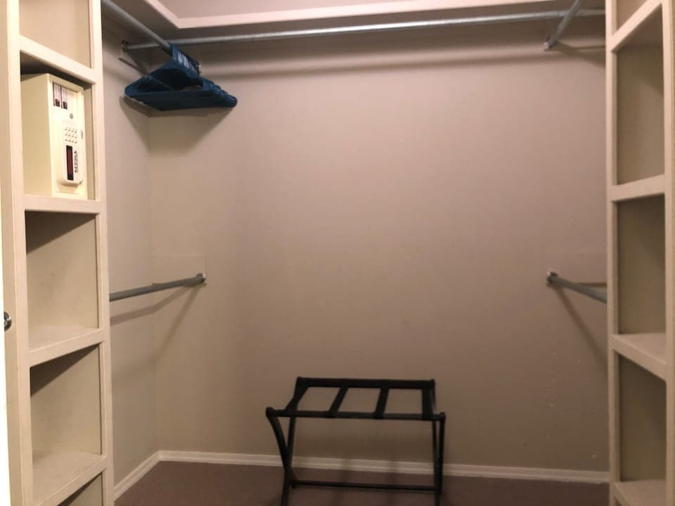 King Suite has a walk-in closet with a safe.