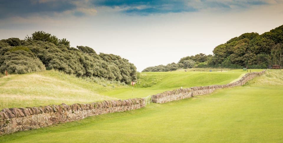The Ancient wall at the Pit.. North Berwick  West Links