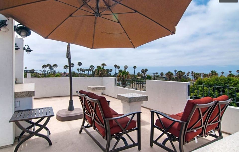 Private rooftop with BBQ, Fire Pit, and furnitures.