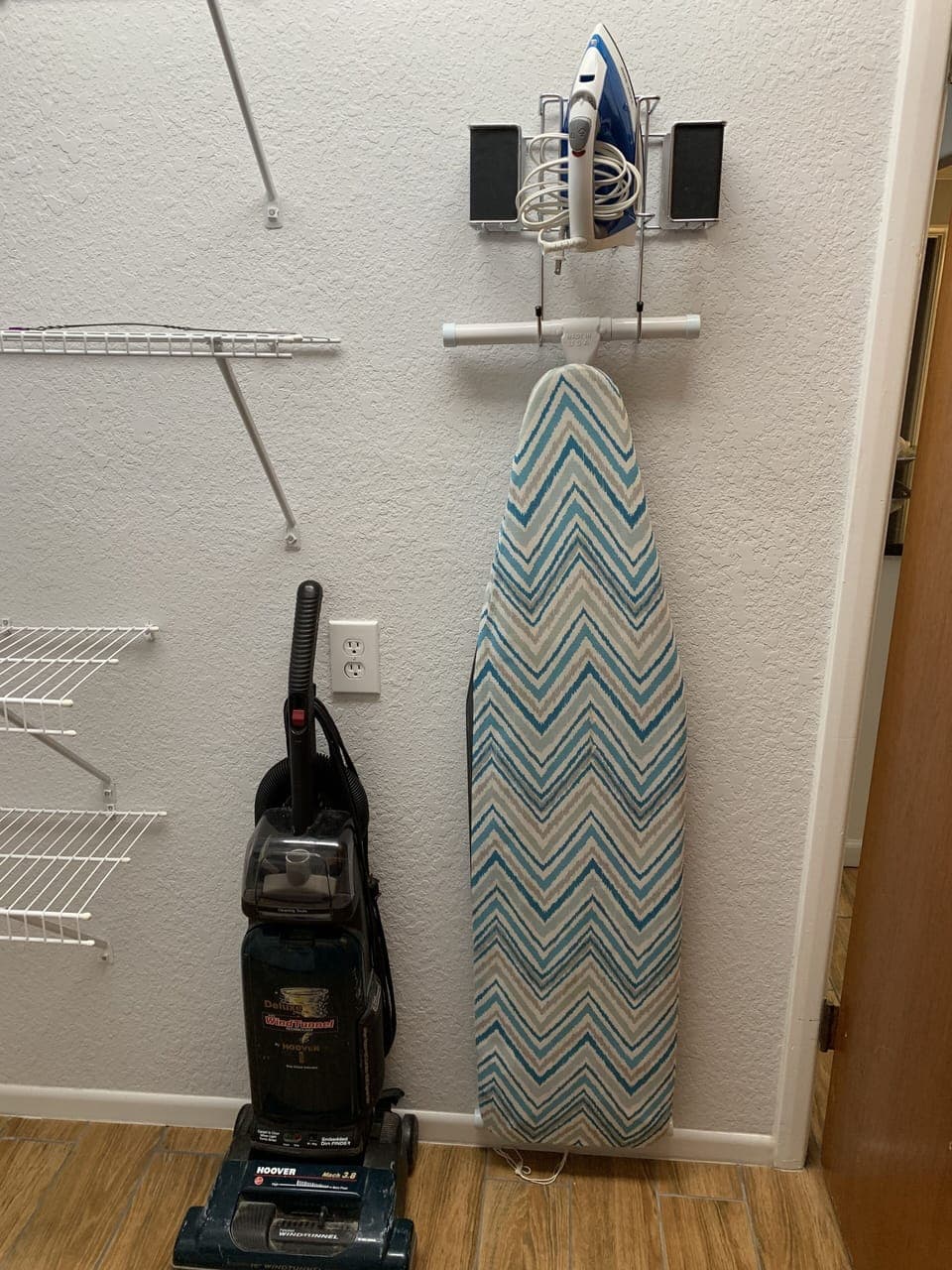 Iron, iron board and vacuum cleaner 