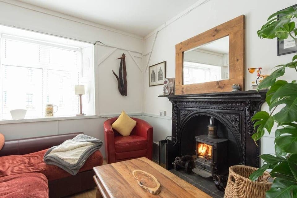 Open Sitting Room with Log Burner