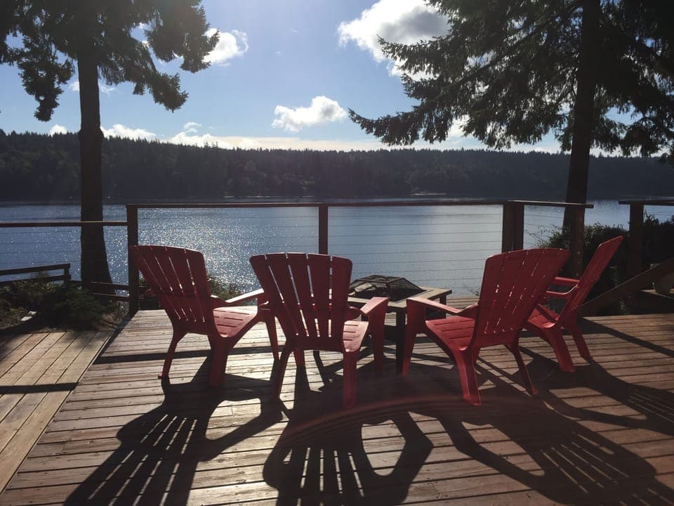 Deck with propane fire pit. You'll spend a lot of time right here. 