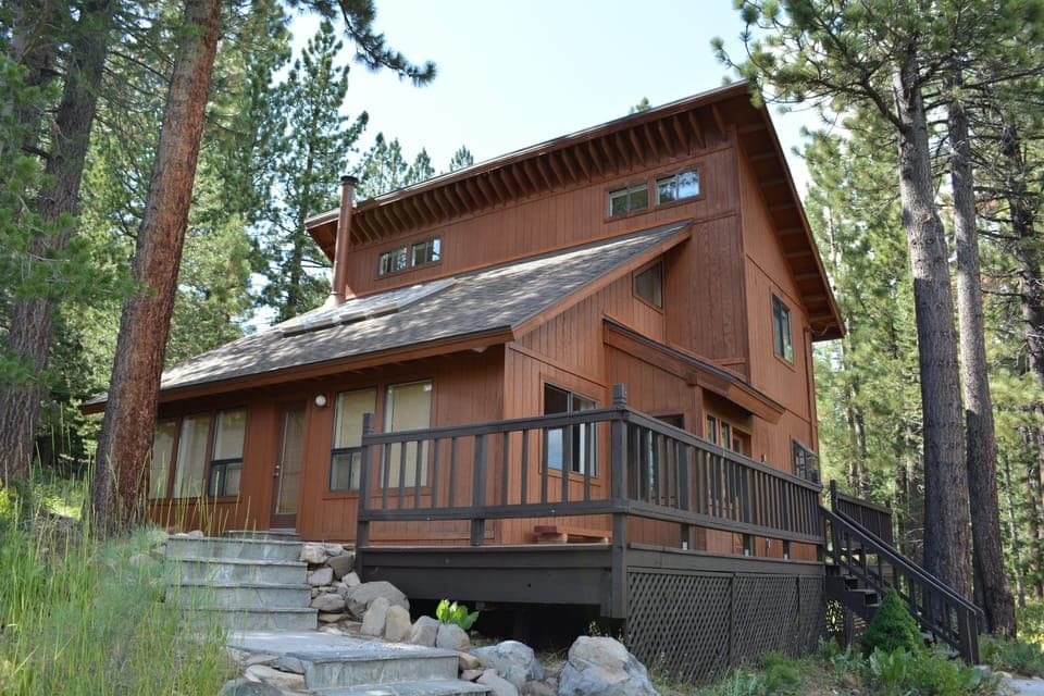 Side view of house with front deck
