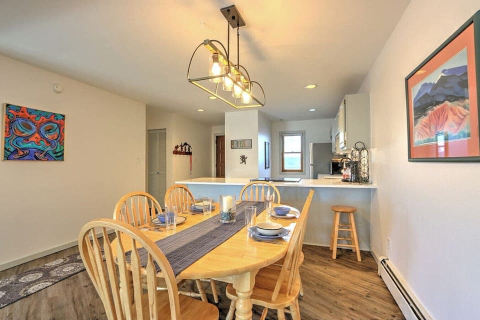 Dining area and view into kitchen