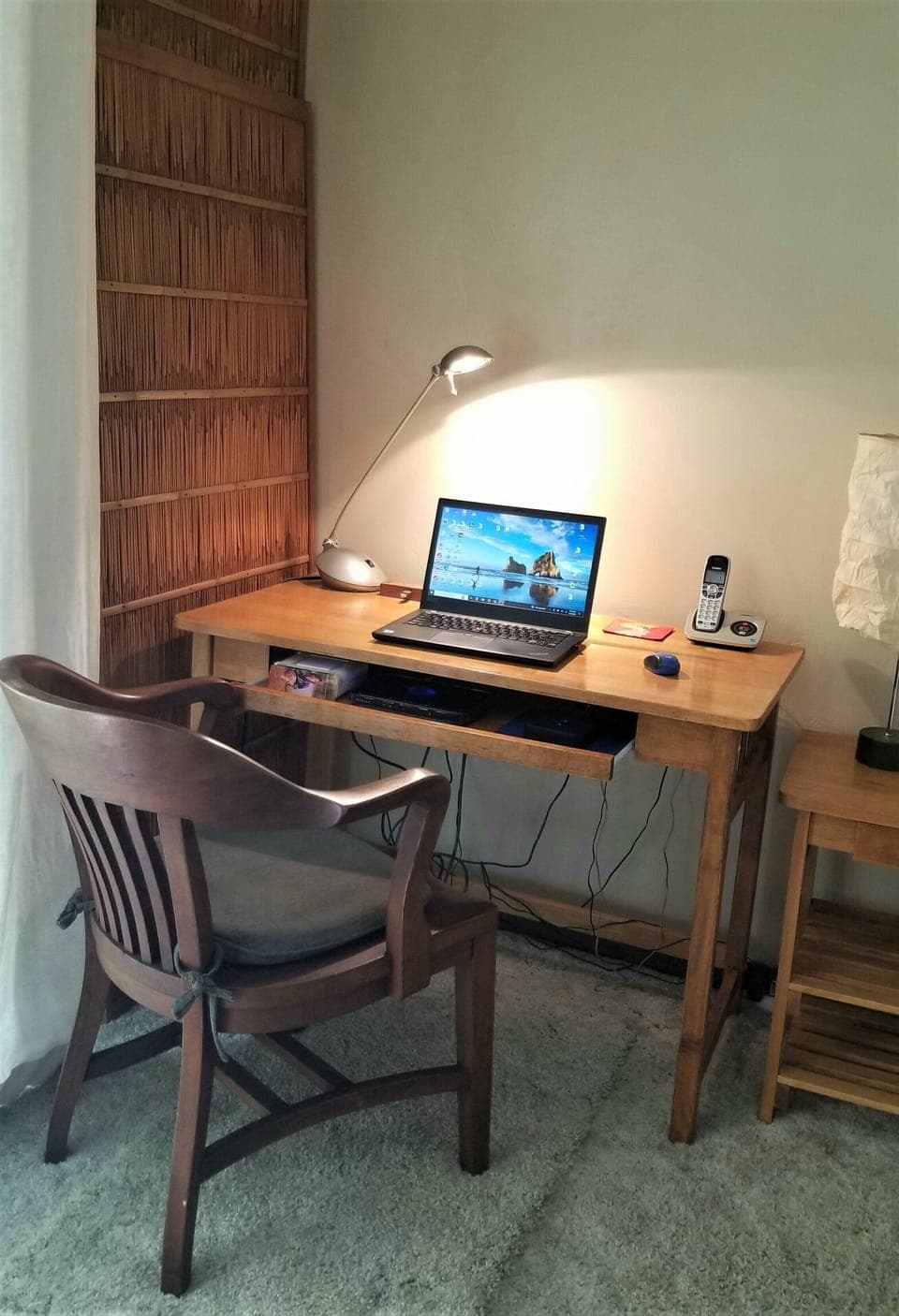 Second bedroom also serves as office space for guests who work remotely.